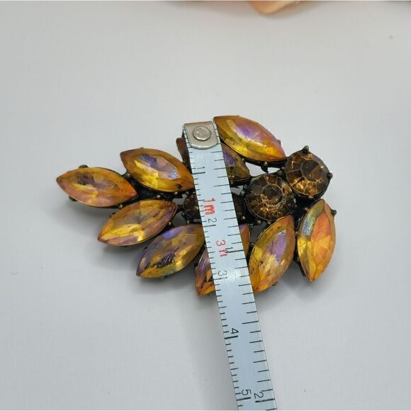 Antiqued Amber AB Rhinestone brooch - Picture 14 of 14